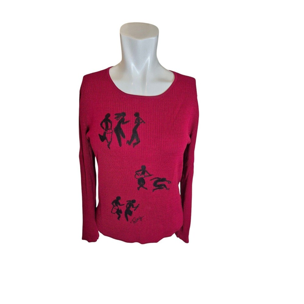 August Silk Hand Painted VTG Art to Wear Artist Toby Sweater Silk Sweater sz S/M